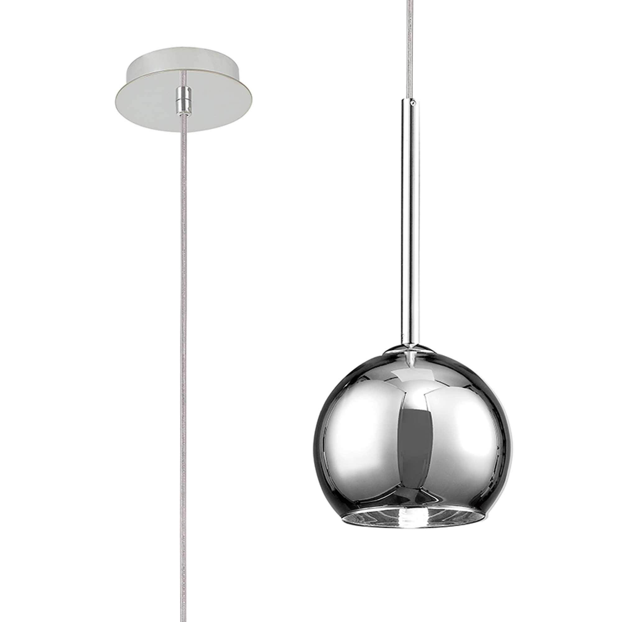 D0106 Regina Deco Regina Chrome Plated Glass Pendant 1 Light Polished